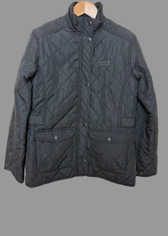 Regatta Tarah Black Diamond Quilted Water Repellent Coat - UK12