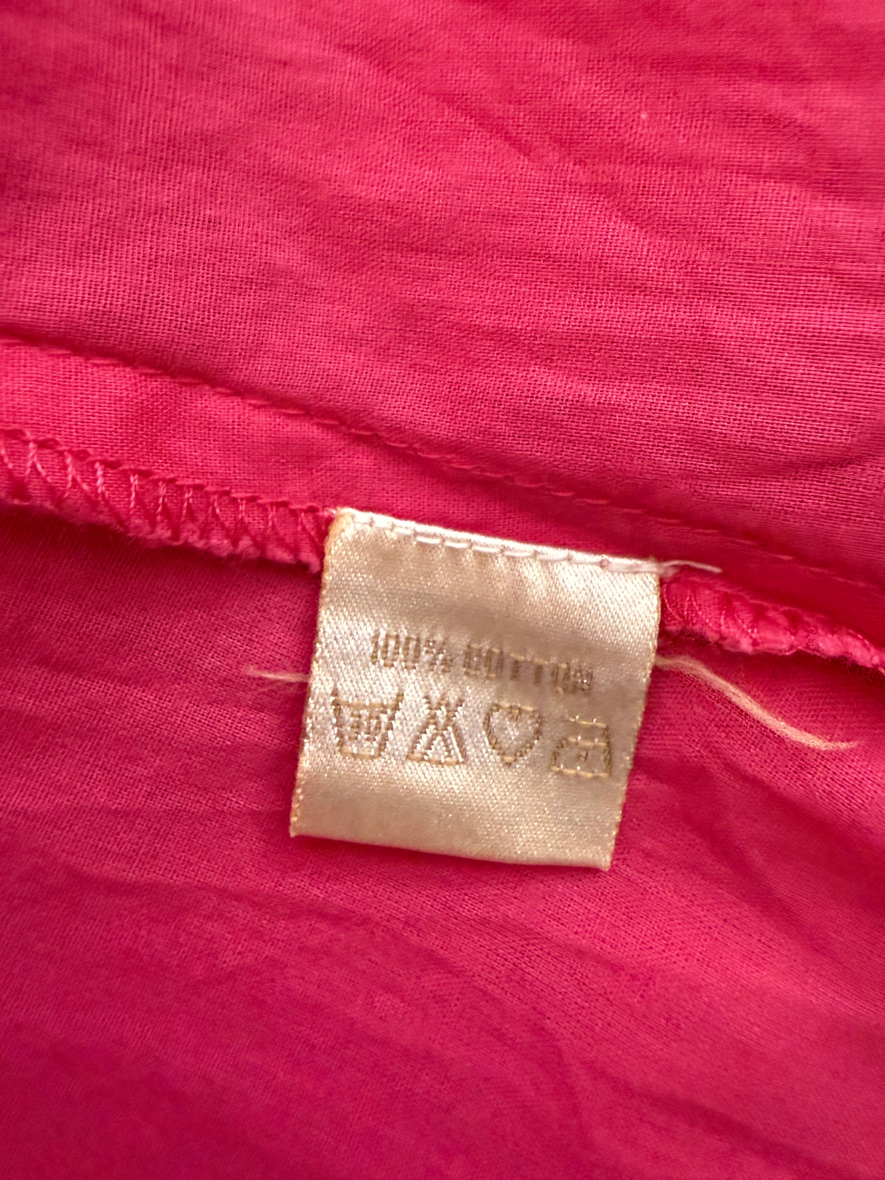 Pink Cotton Flared Midi Skirt UK 12 Lightweight Summer