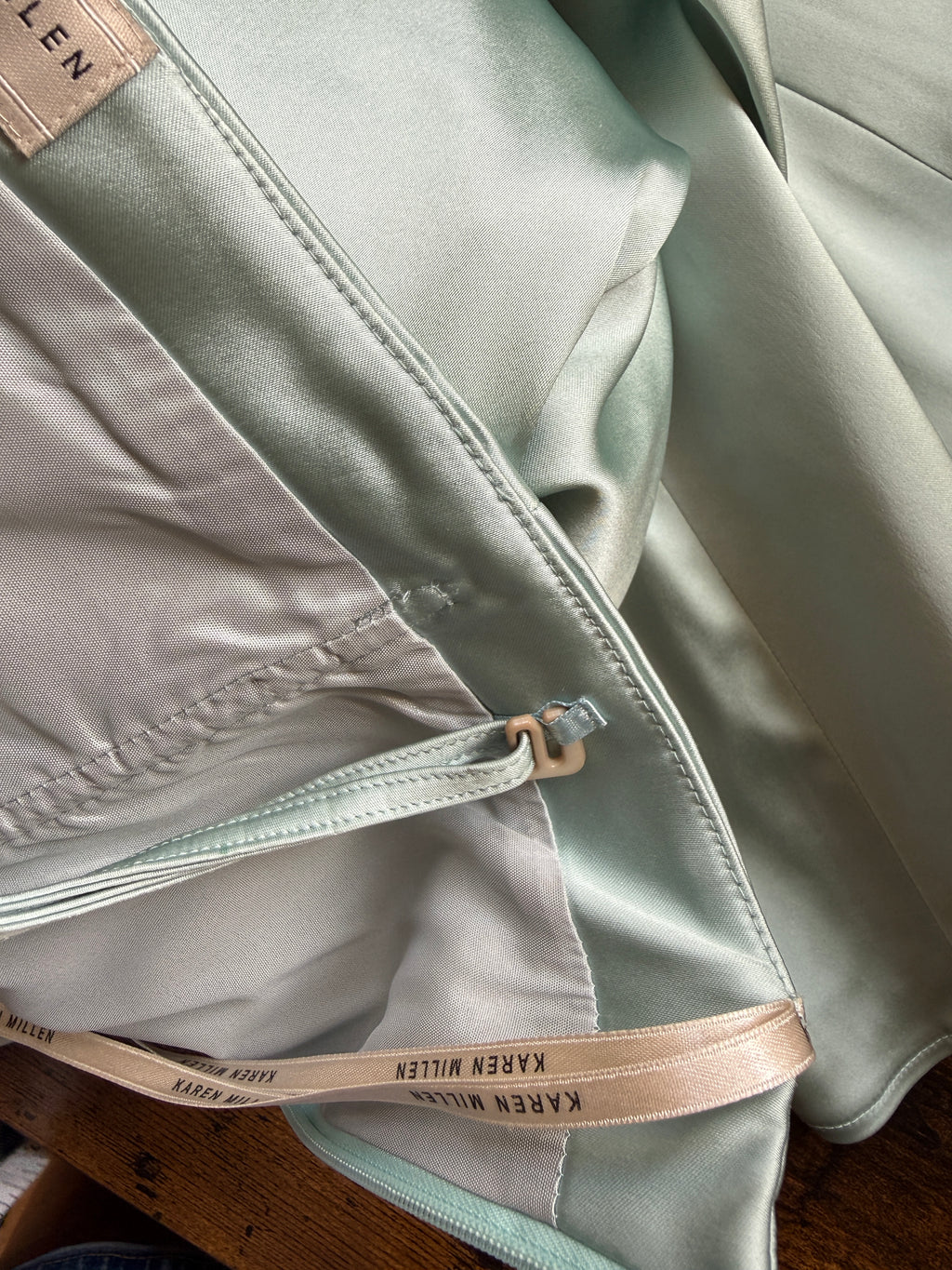 Karen Millen Mint Satin Midi Dress UK 14 – Preloved