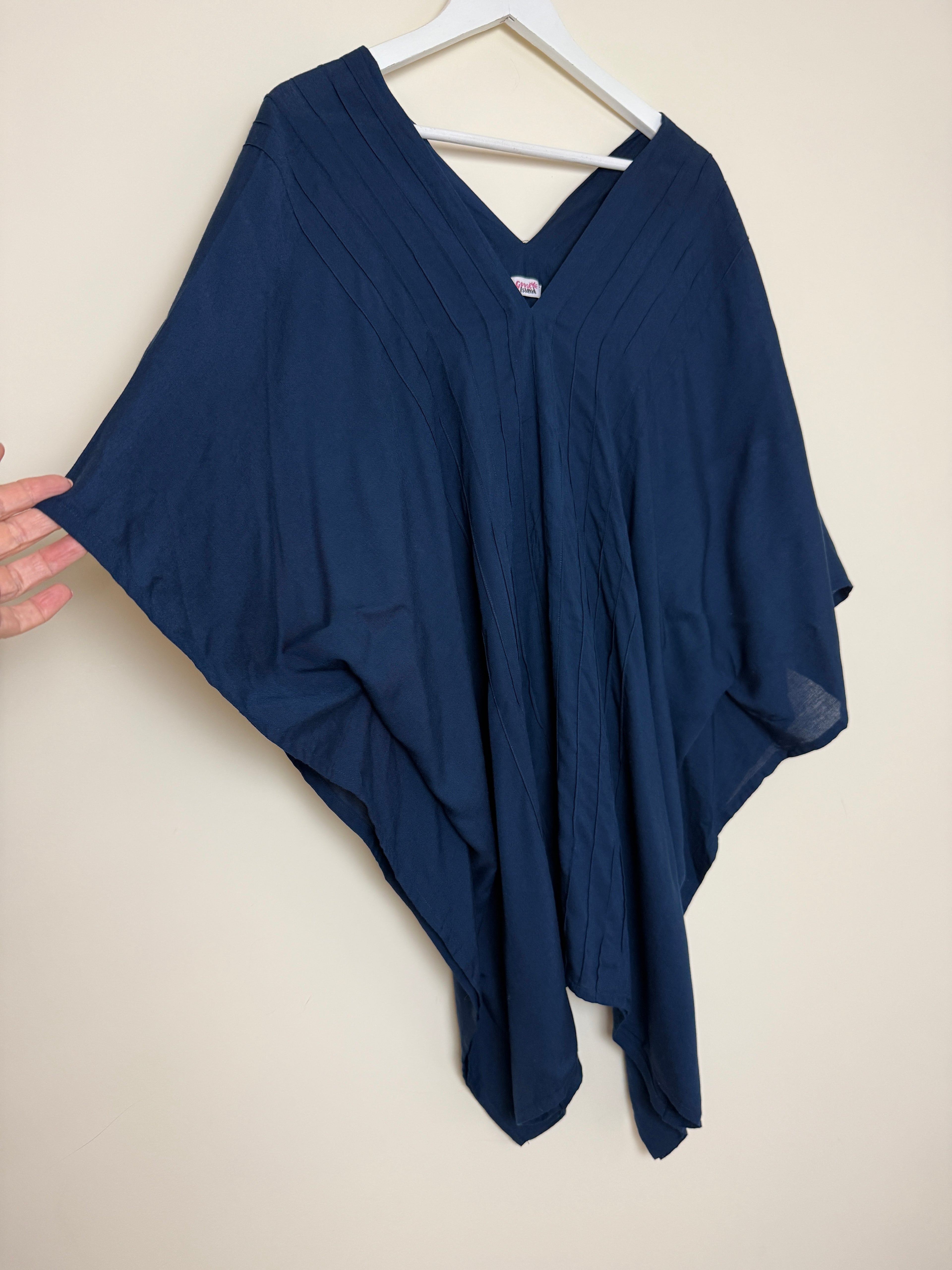 Goose Island Navy Oversized Kaftan Top One Size Boho Cover Up