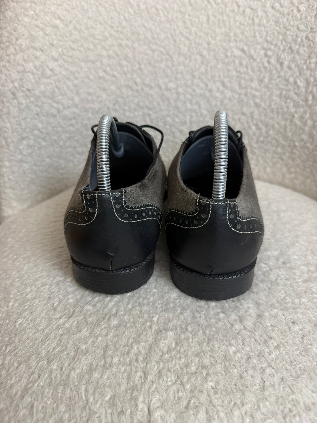 Clifford James Black & Grey Leather Suede Brogue Shoes UK 9- Preloved