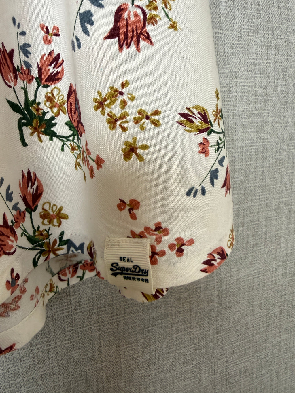 Superdry White Floral Button Front Mini Skirt Boho Summer UK12