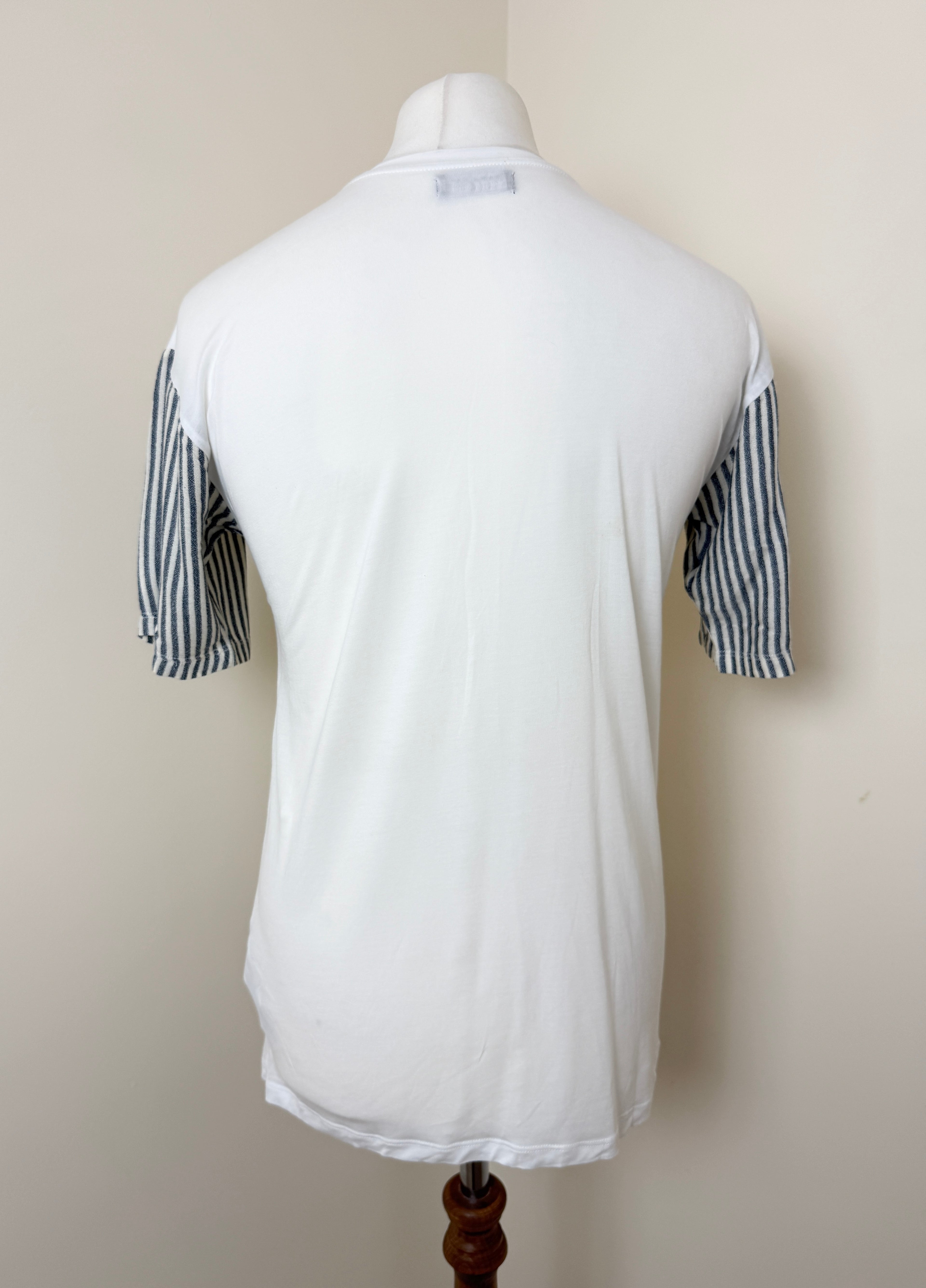 Zara Man White Contrast Panel T Shirt Size M