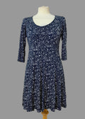 Fat Face Black White Floral Skater Dress UK12