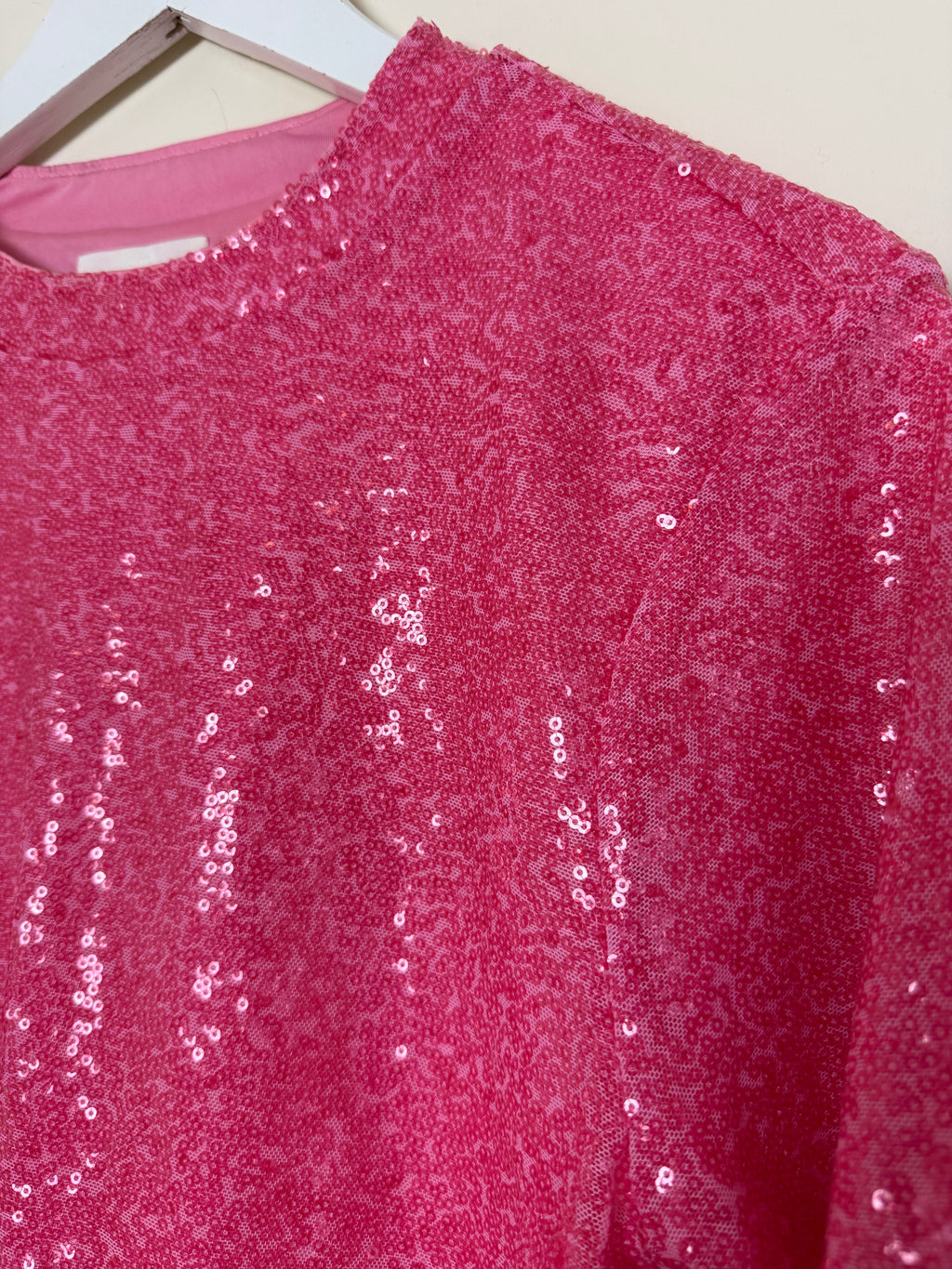 H&M Pink Sequin Crop Top Womens Small Party Glitter