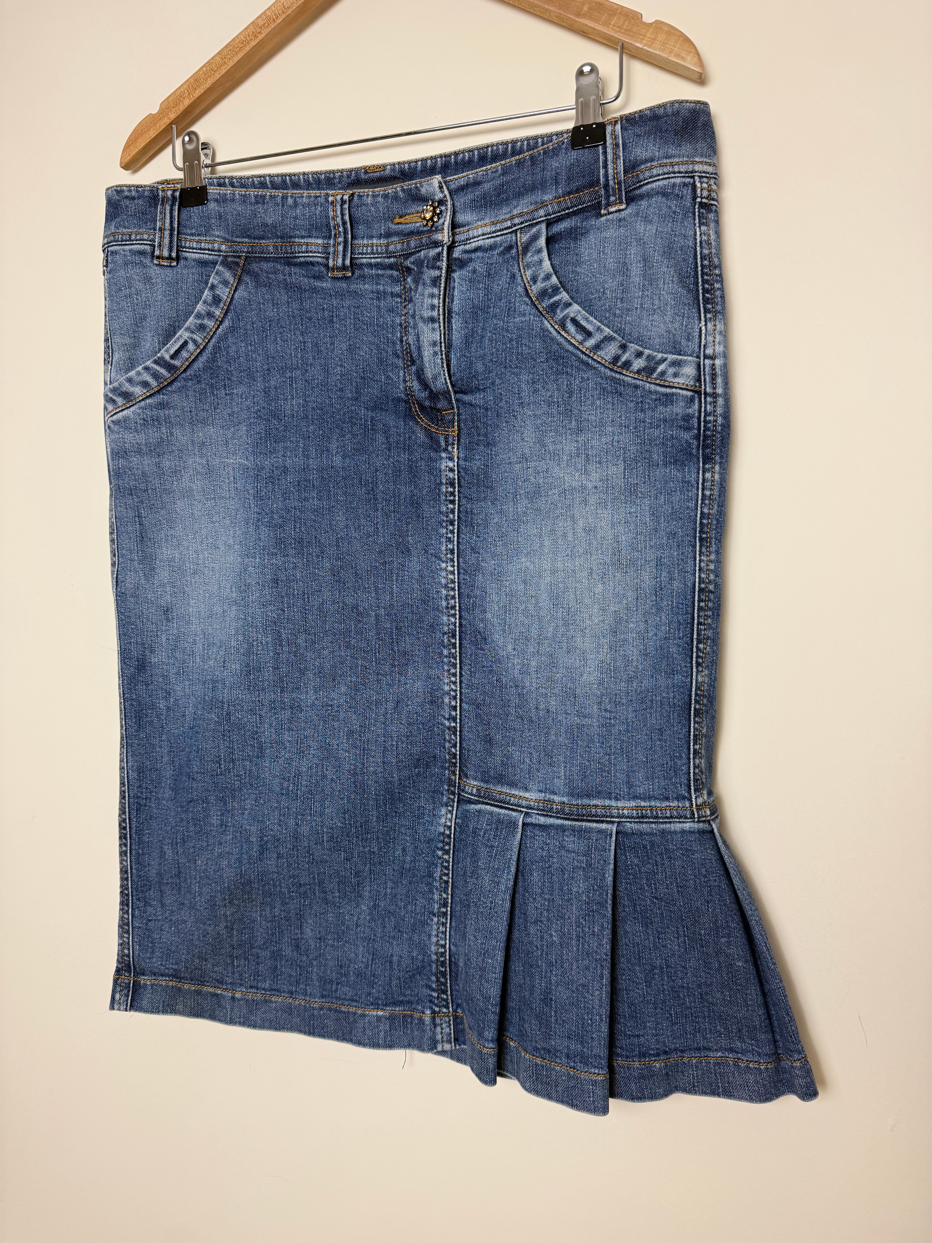 Mexx Y2K Pleated Off Centre Denim Skirt - UK16