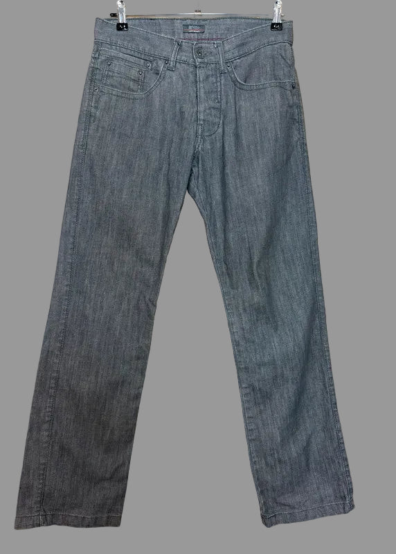 Jeff Banks 24:7 Men's Grey Straight Leg Button Fly Jeans - W30 L30