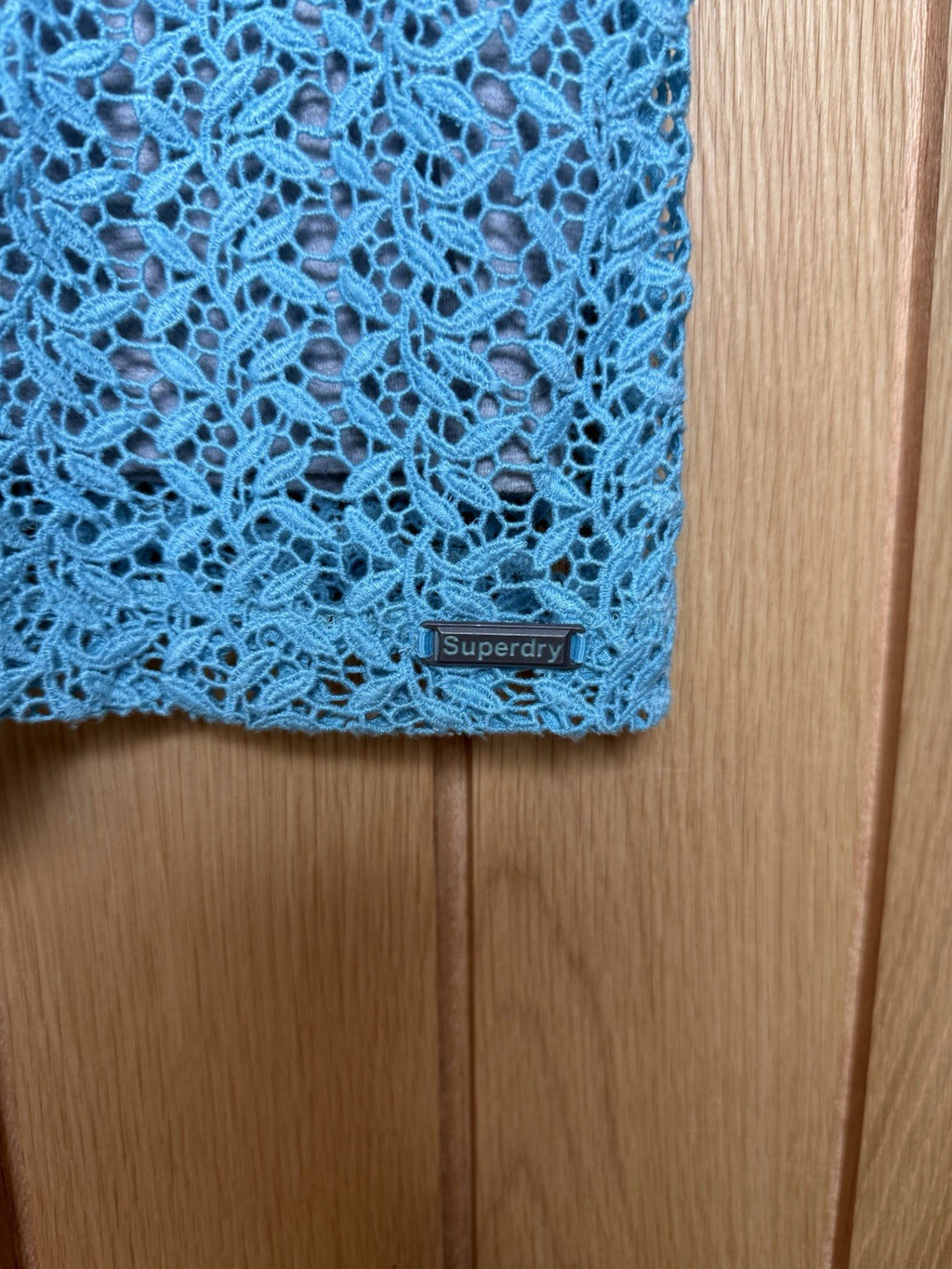 Superdry Turquoise Lace Overlay Dress - Small