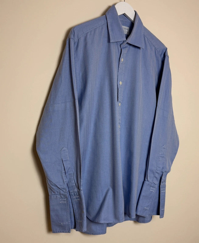 Joseph Turner Yorkshire Blue Herringbone Cufflink Shirt - 16.5'' XL