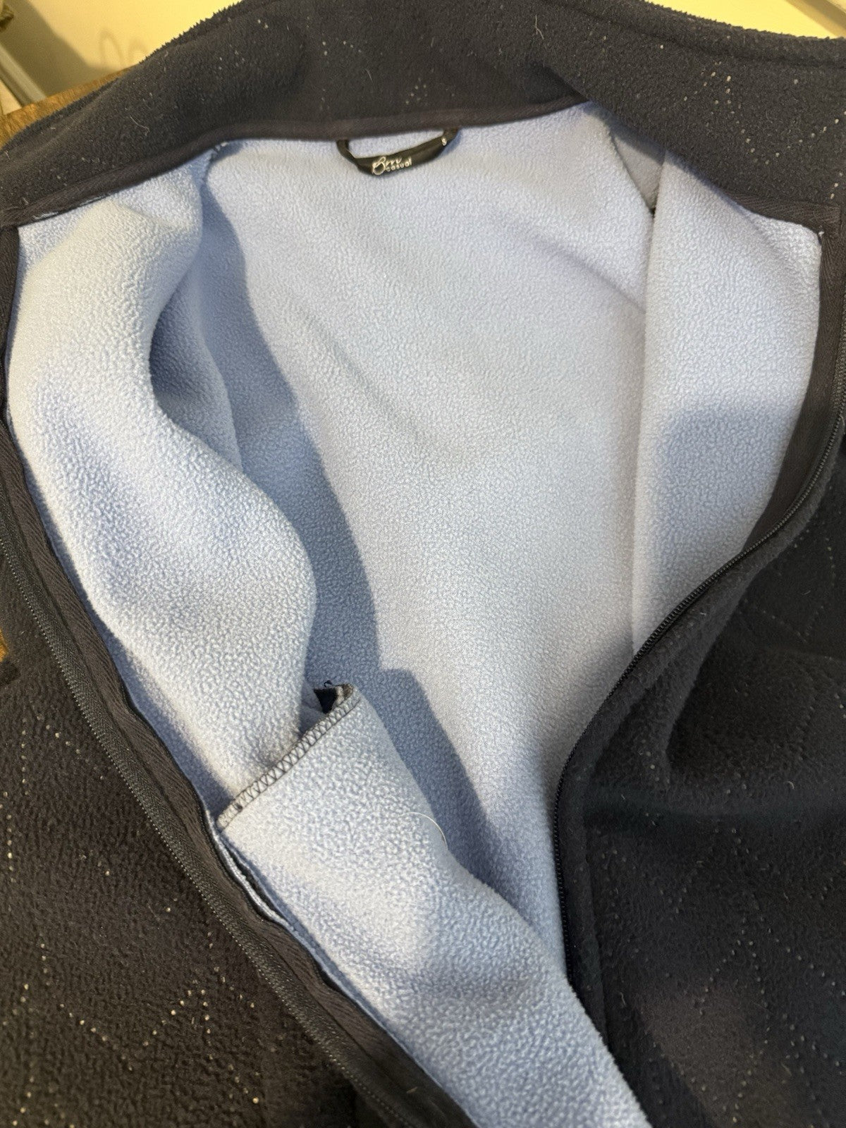 Navy Blue Laser Cut Pattern Fleece -Small
