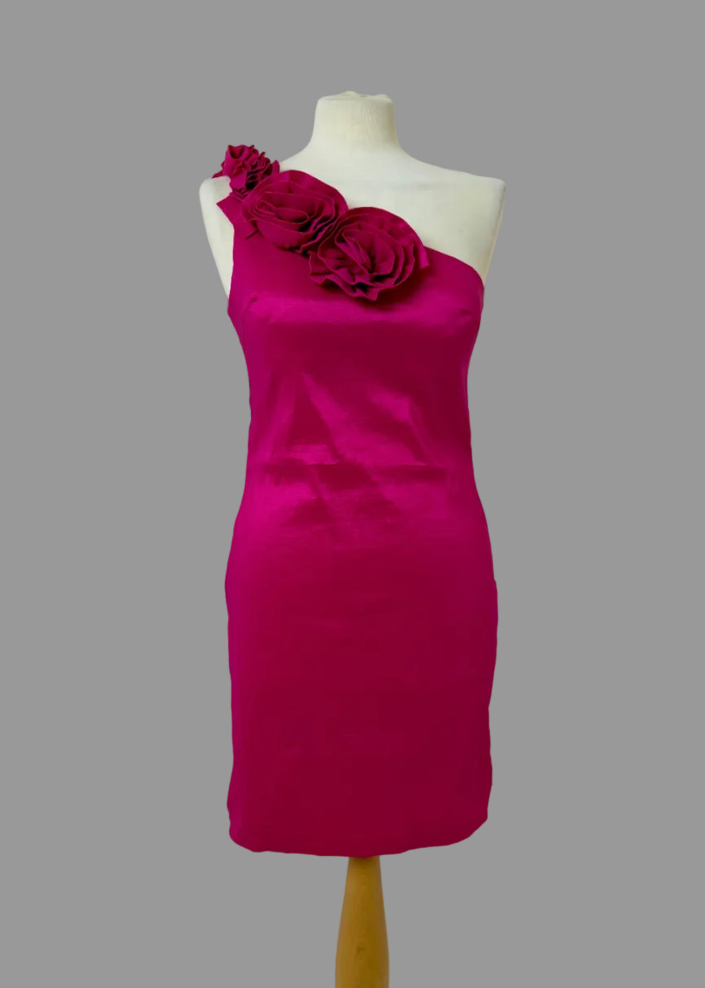 AX Paris Pink One Shoulder Rosette Bodycon Party Dress UK 14