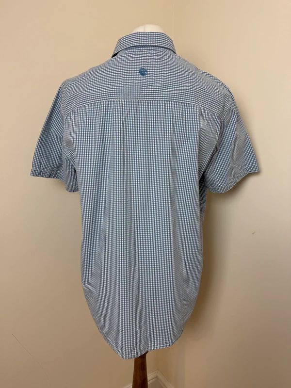 Fat Face Blue White Check Shirt XL Short Sleeve Regular Fit