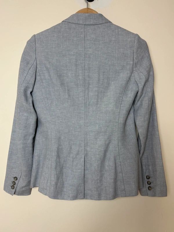 Joules Albury Grey Cotton Linen Blazer Floral Lined Tailored Jacket UK10