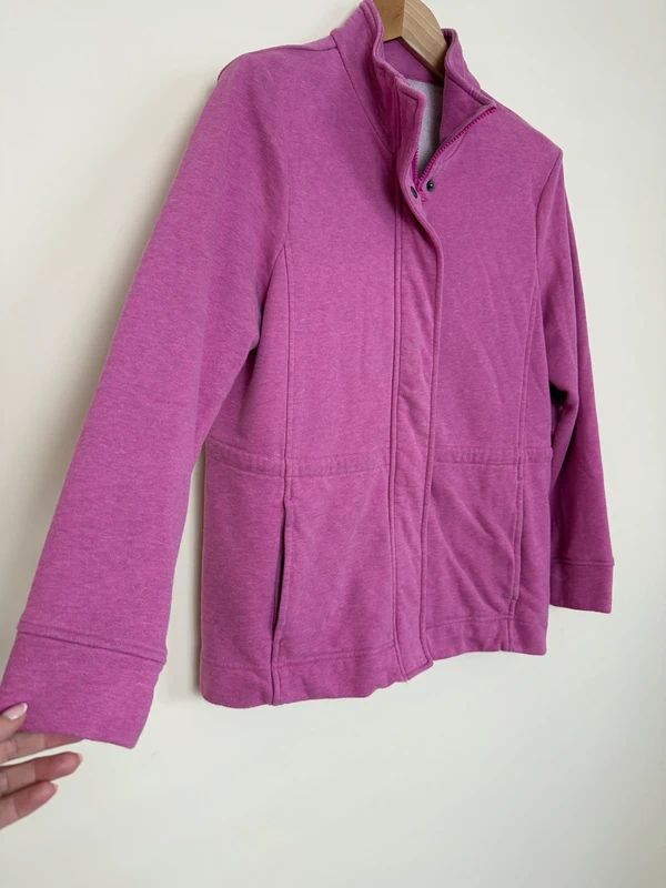 Lands End Serious Sweats Pink Zip Fleece Jacket Cotton Blend Medium