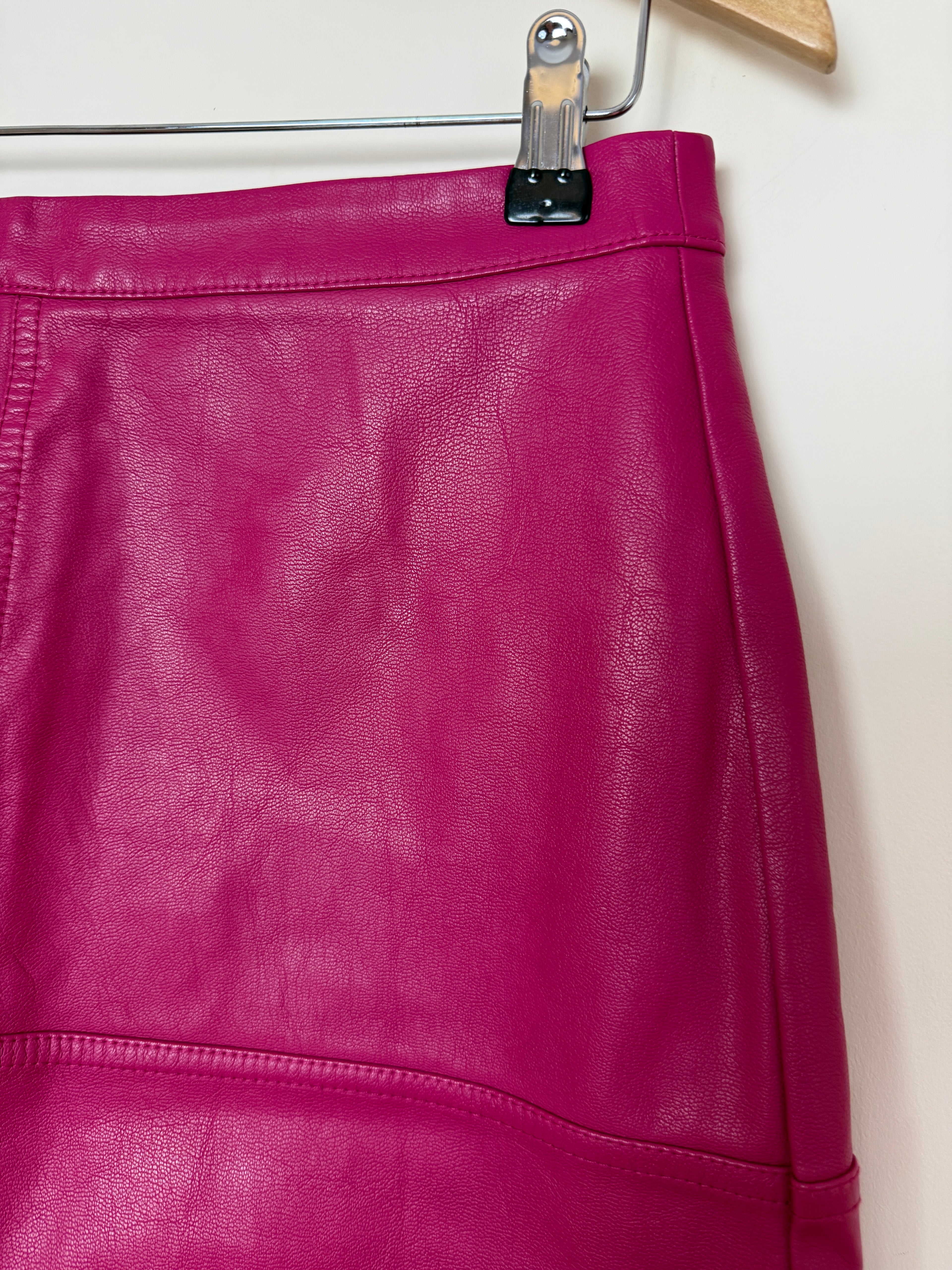 New Look Pink Faux Leather Mini Skirt UK12