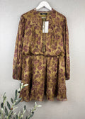 The Very Collection Paisley Tiered Mini Dress – Olive & Burgundy – UK 20 – BNWT