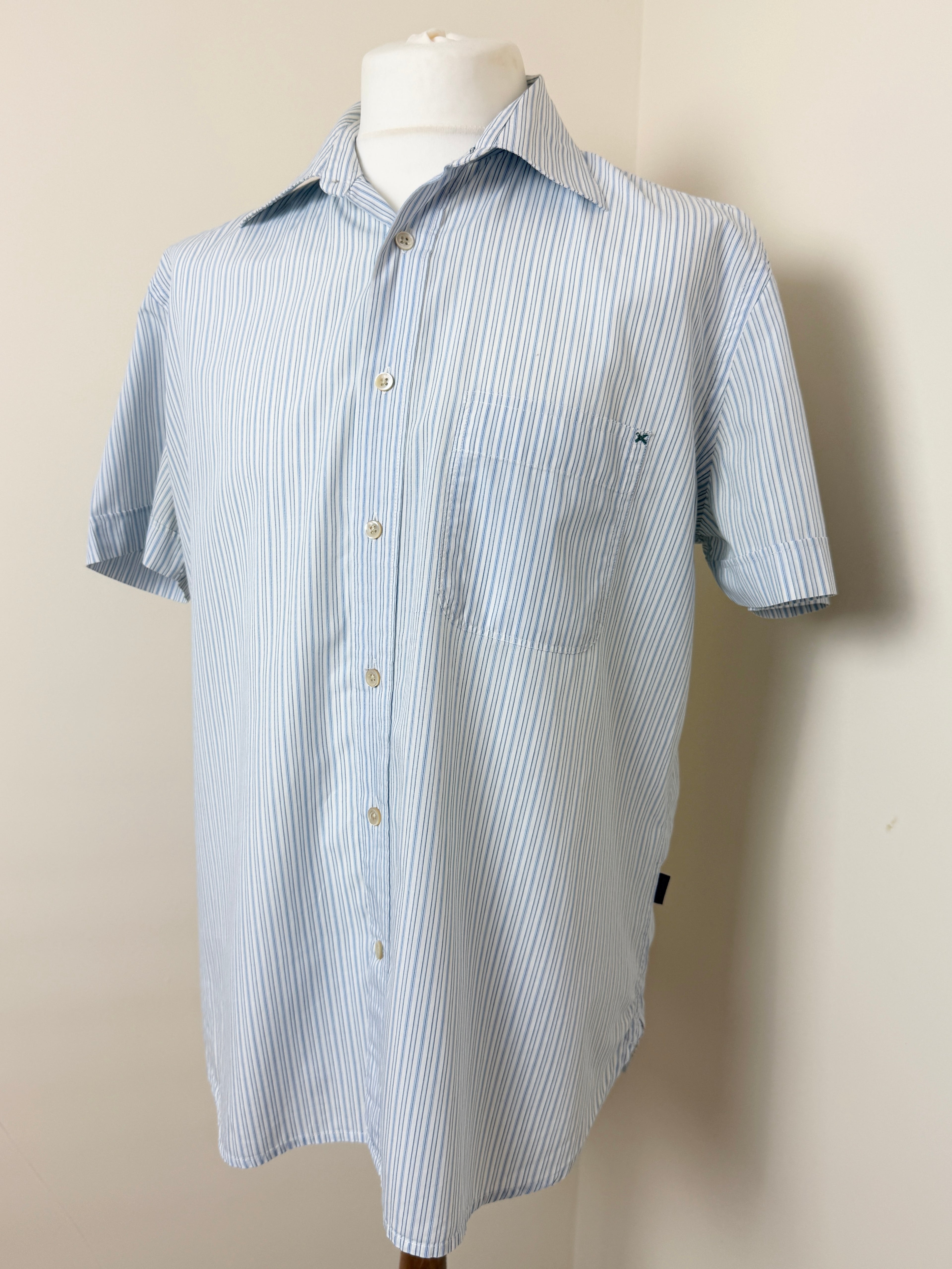 Paul Smith Jeans Blue White Striped Cotton Shirt Mens XL