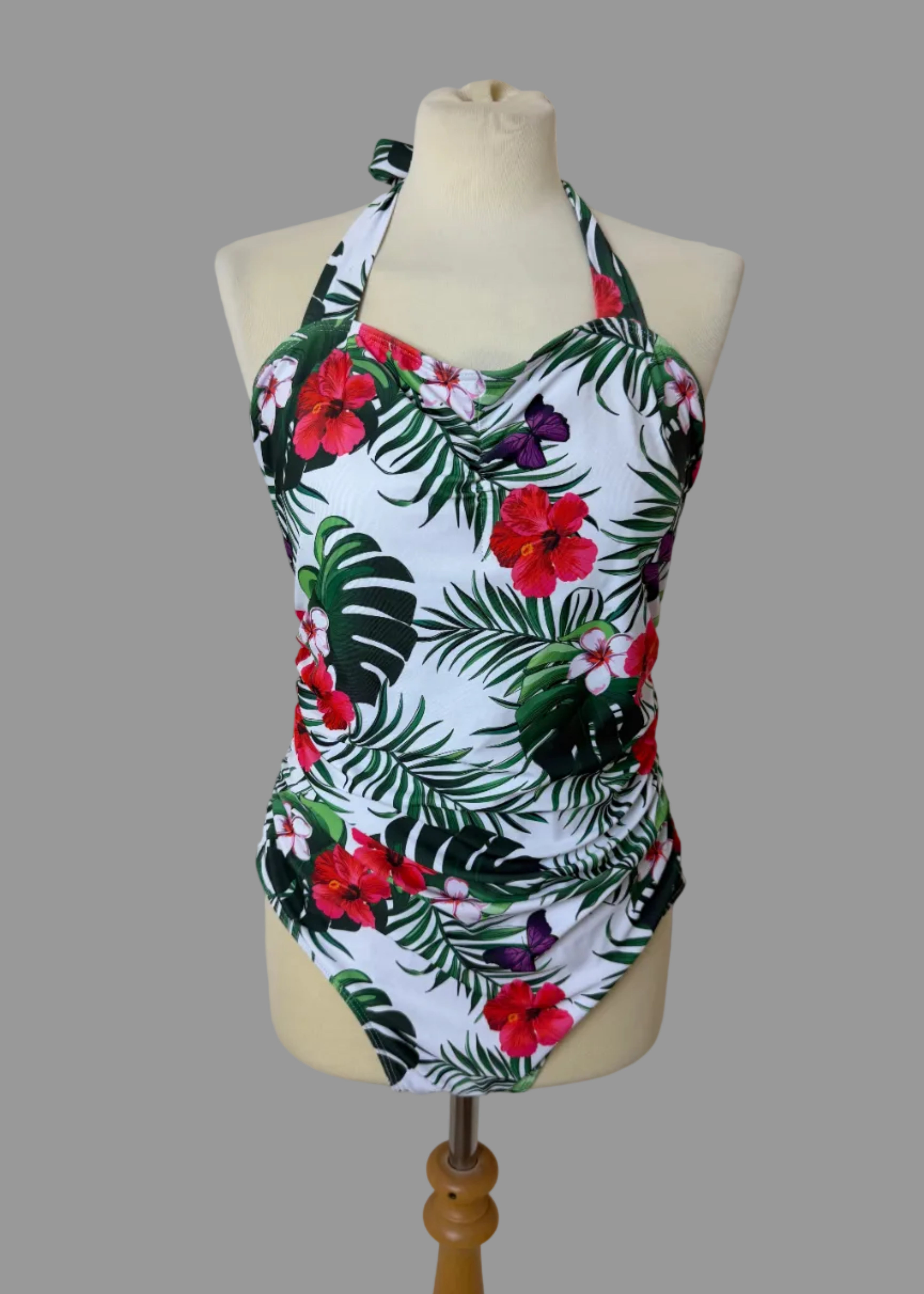 Tropical Floral Halterneck Swimsuit UK 16