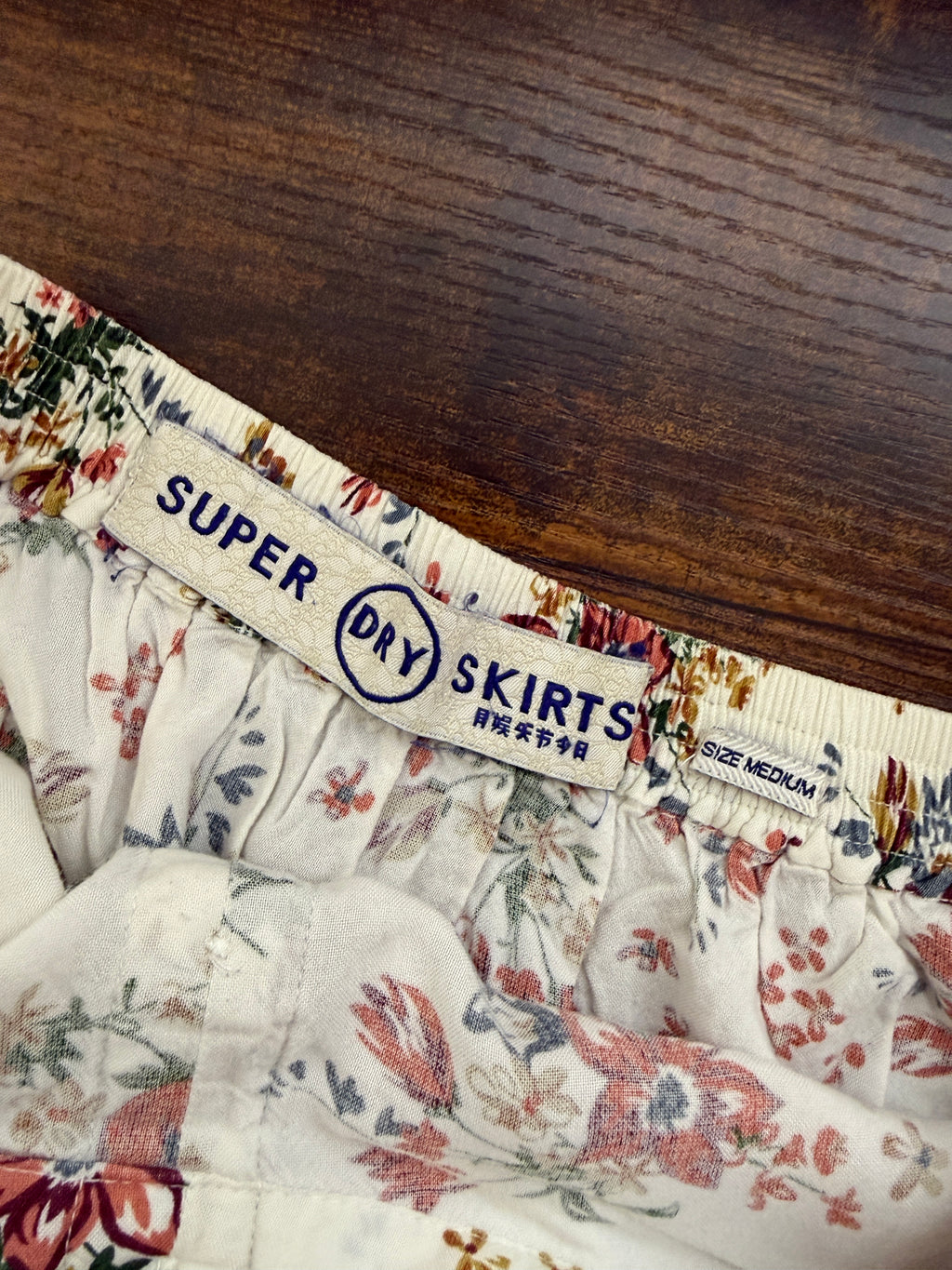 Superdry White Floral Button Front Mini Skirt Boho Summer UK12