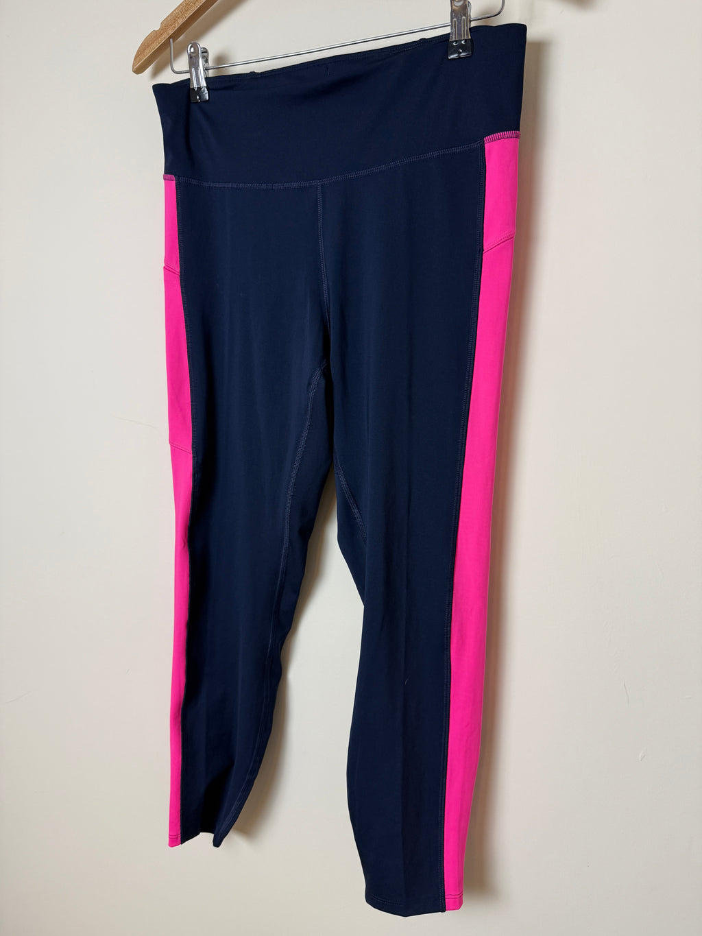 M&S Goodmove Navy Pink Cropped Gym Leggings UK12 Activewear