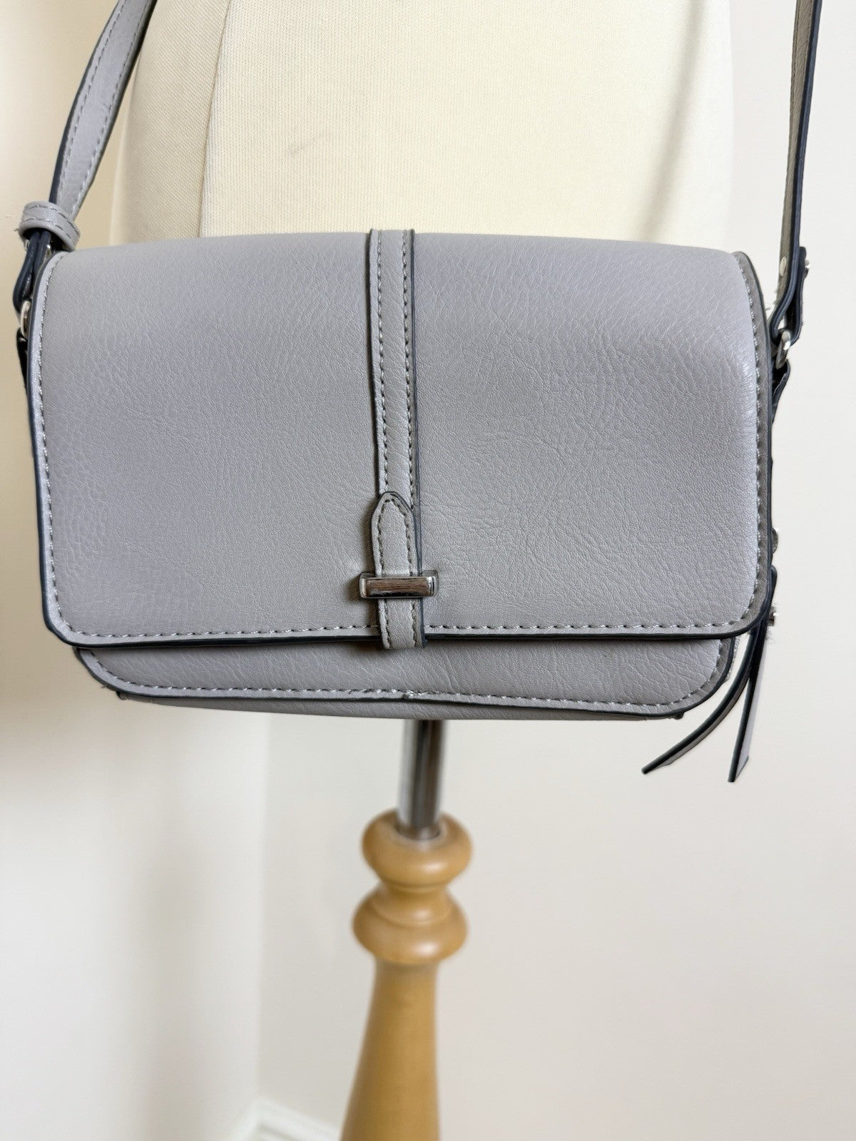 Accessorize Small Putty Grey Crossbody Bag with Integral Purse