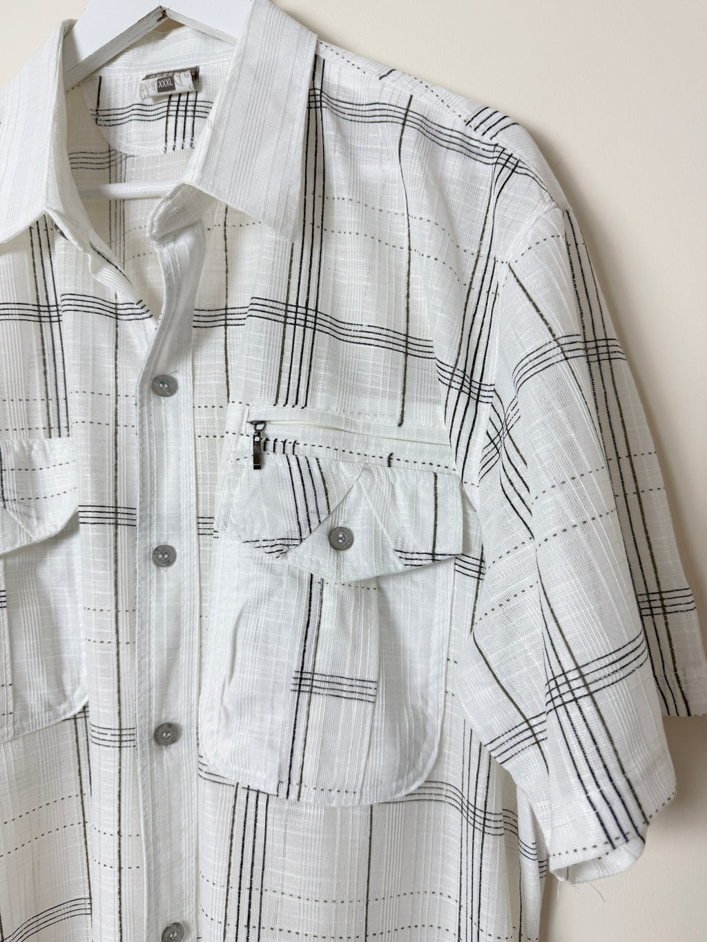 Green-G White Black Check Utility Shirt Mens XXXL