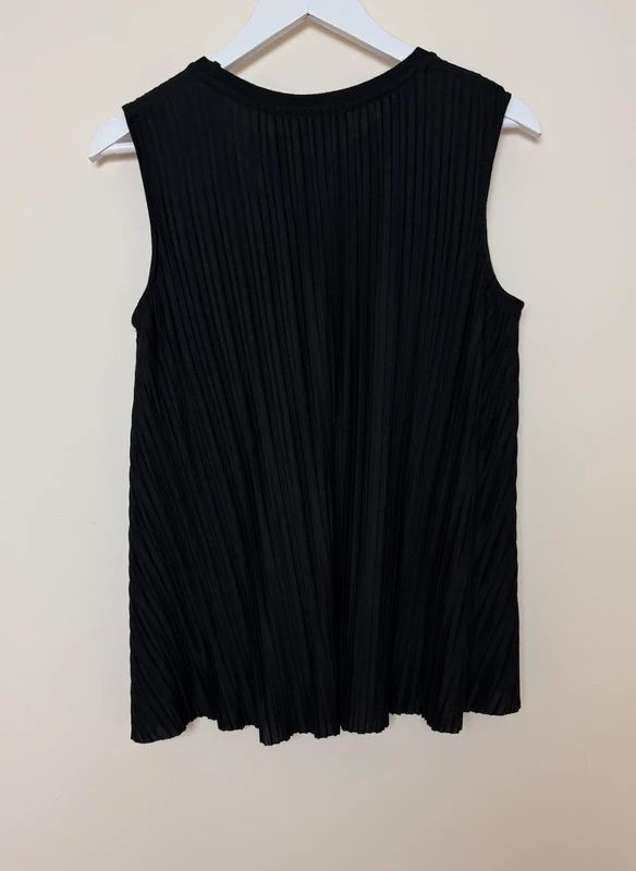 Philosophy Black Pleated Structured Vest Sleeveless Top - Small - VGC