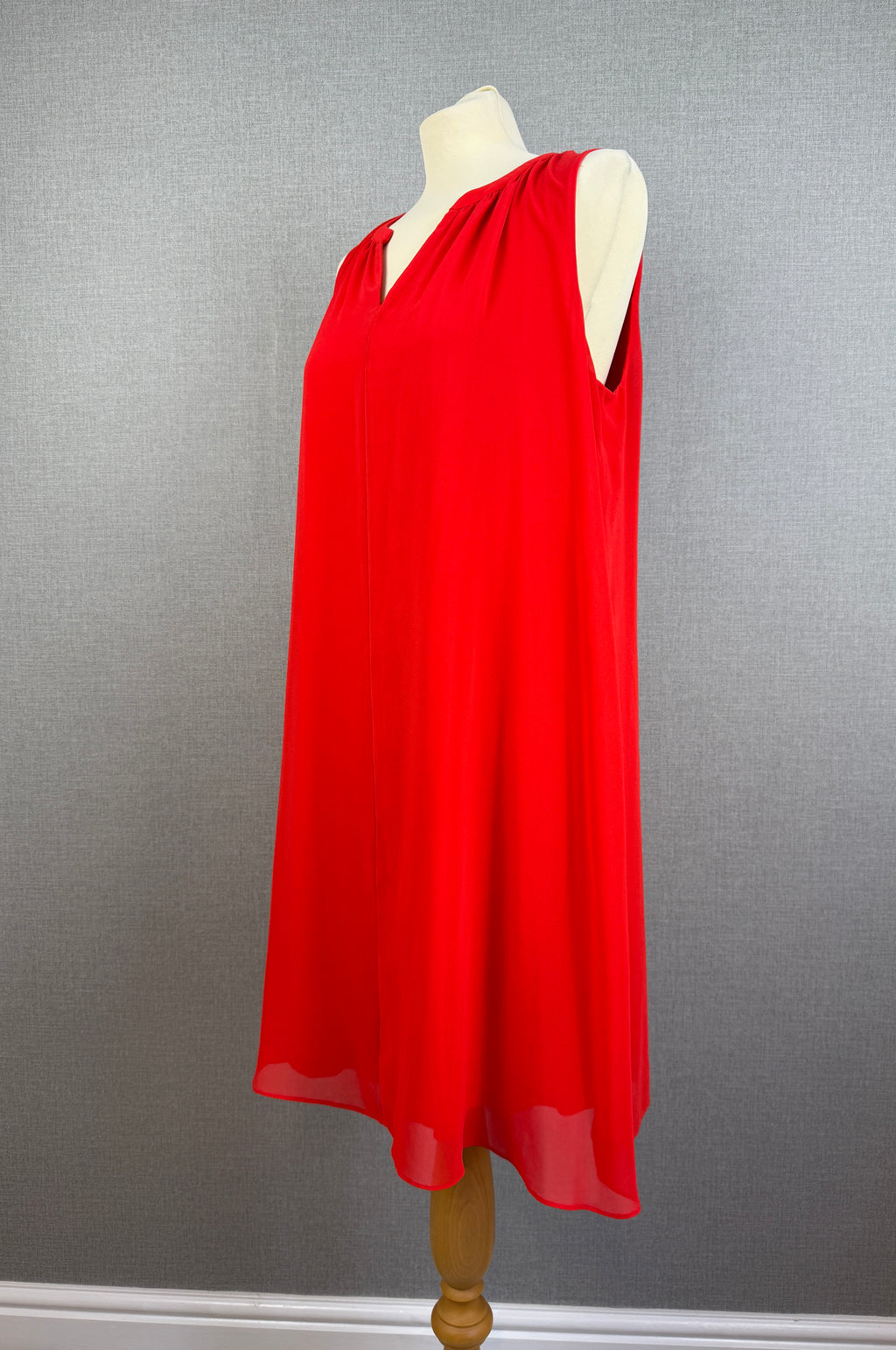 Naf Naf Women’s Red Sleeveless Chiffon Overlay Shift Midi Dress XL