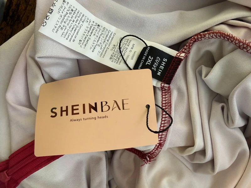 Shein Curve Abstract Ruched Midi Dress XXL Cowl Neck Split BNWT