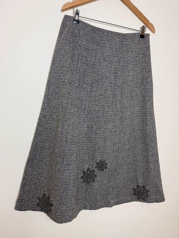 Pistachio Brown Tweed A Line Skirt - UK14/16