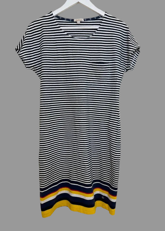 Barbour Harewood Breton Striped Navy White Jersey Dress - UK12 - VGC