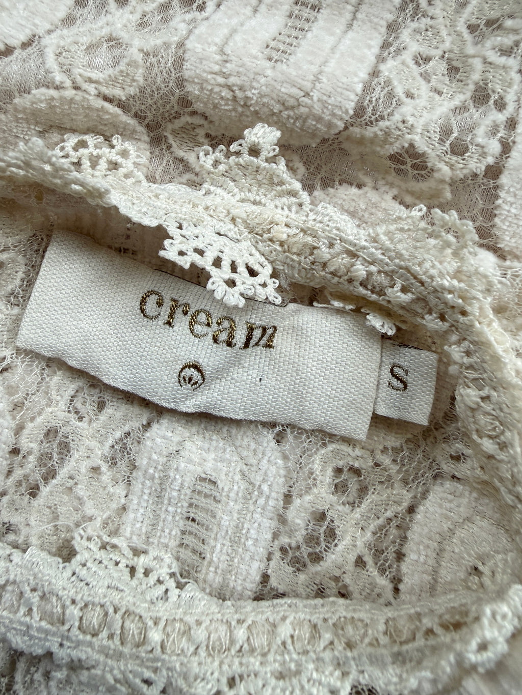 Cream VivicR Ivory Lace Long Sleeve Romantic Boho Top Size S