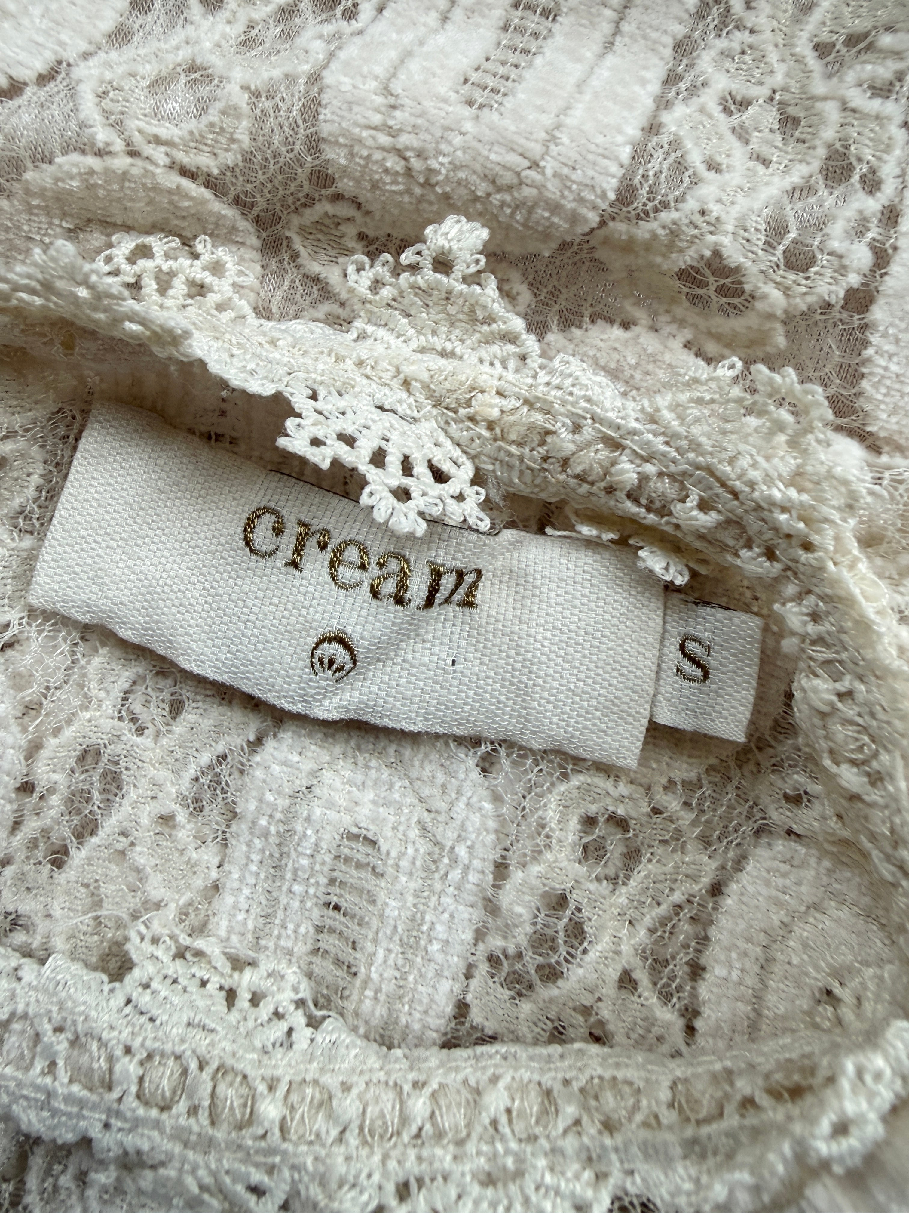 Cream VivicR Ivory Lace Long Sleeve Romantic Boho Top Size S