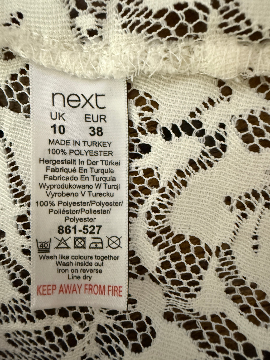 Next My Essentials Cream Floral Lace 3/4 Sleeve Top UK10
