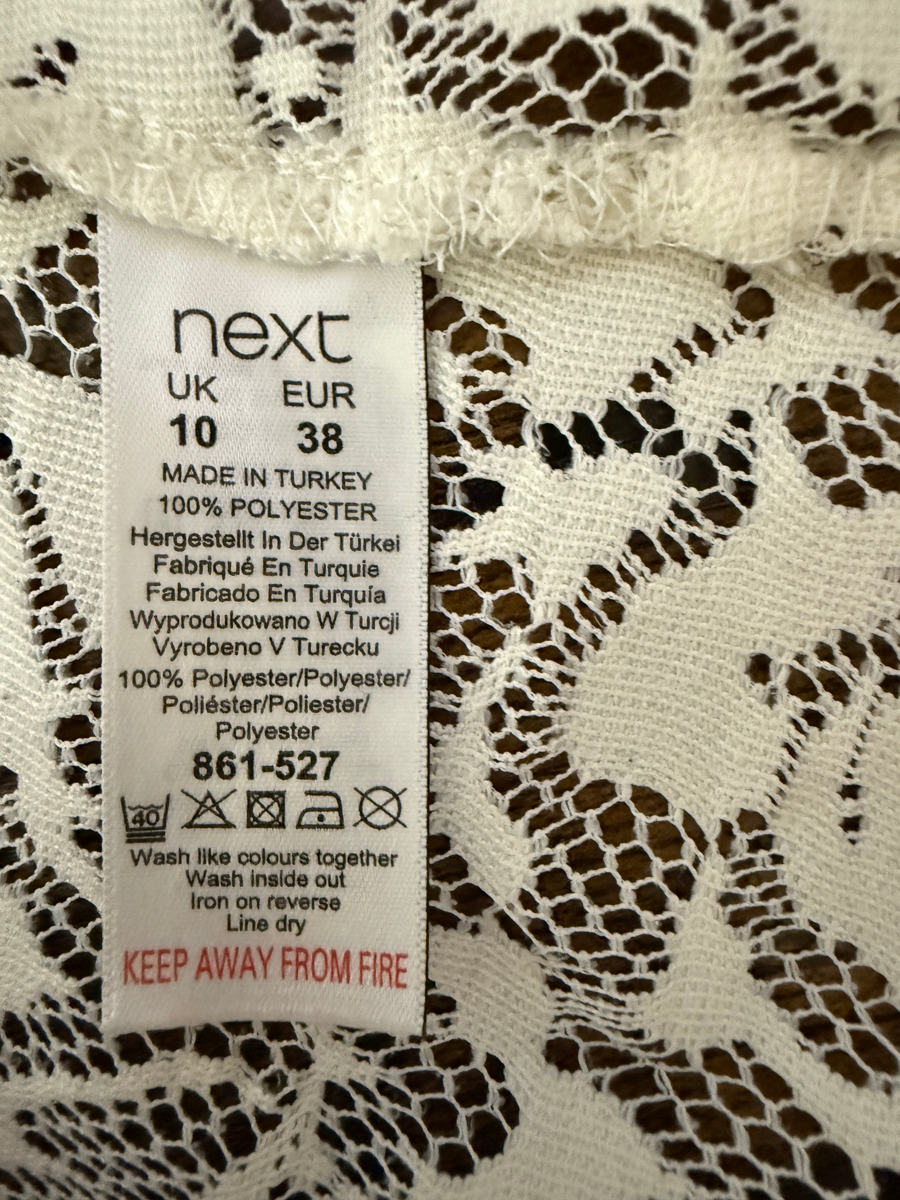 Next My Essentials Cream Floral Lace 3/4 Sleeve Top UK10