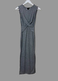 ASOS Petite Grey Marl Jersey Maxi Dress Twist Front Side Split UK6