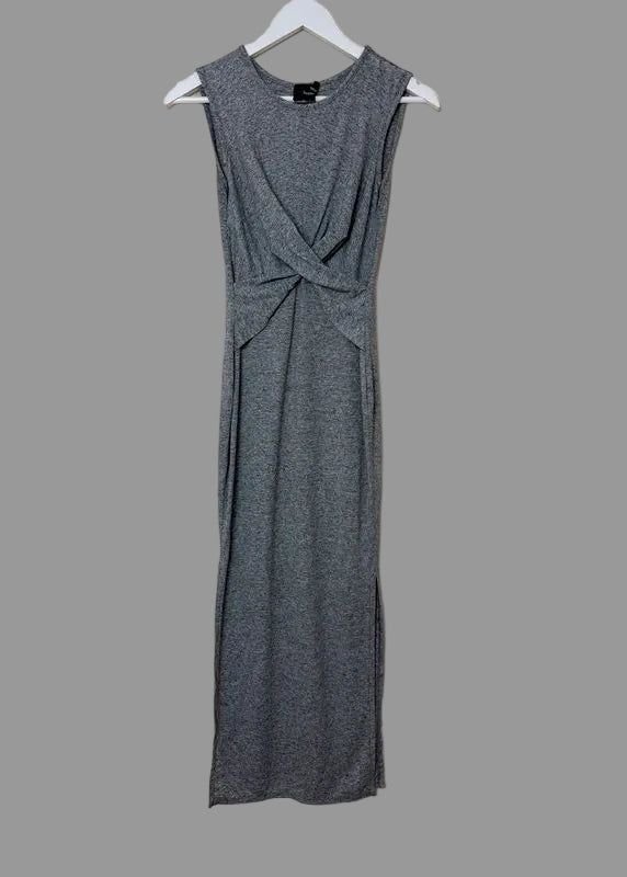 ASOS Petite Grey Marl Jersey Maxi Dress Twist Front Side Split UK6