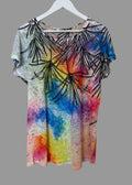 Casamia Rainbow Abstract Mesh Top Medium Pride Festival Stretch Tunic