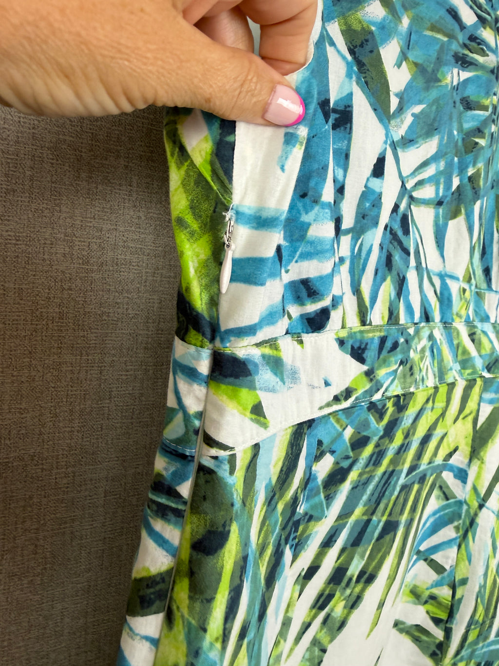 Vintage Per Una Tropical Palm Leaf Print Summer Dress UK 8