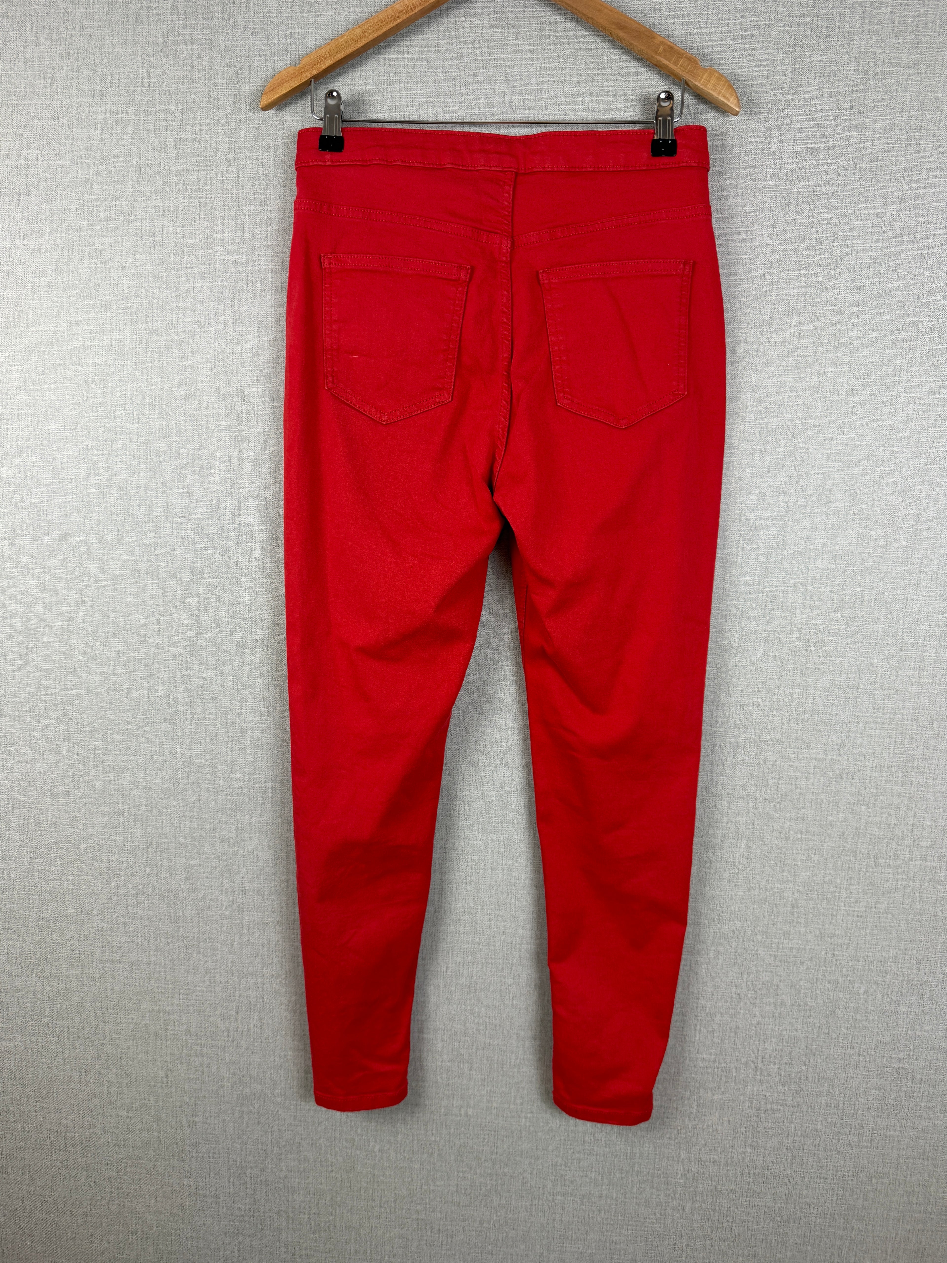 M&S Super Skinny Bright Red Stretch Jeans UK 14 Regular - Preloved