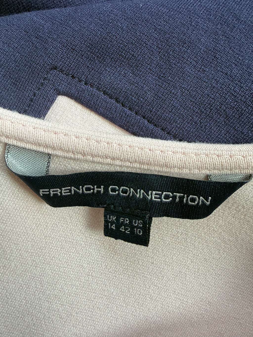 French Connection Navy Pink Colour Block Bodycon Dress UK 14 Small Fit