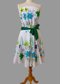 Vintage Style Floral Bandeau Cotton Dress UK14 Retro Summer Occasion Dress