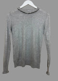 Warehouse Grey Ribbed Ruffle Neck Jumper - UK6