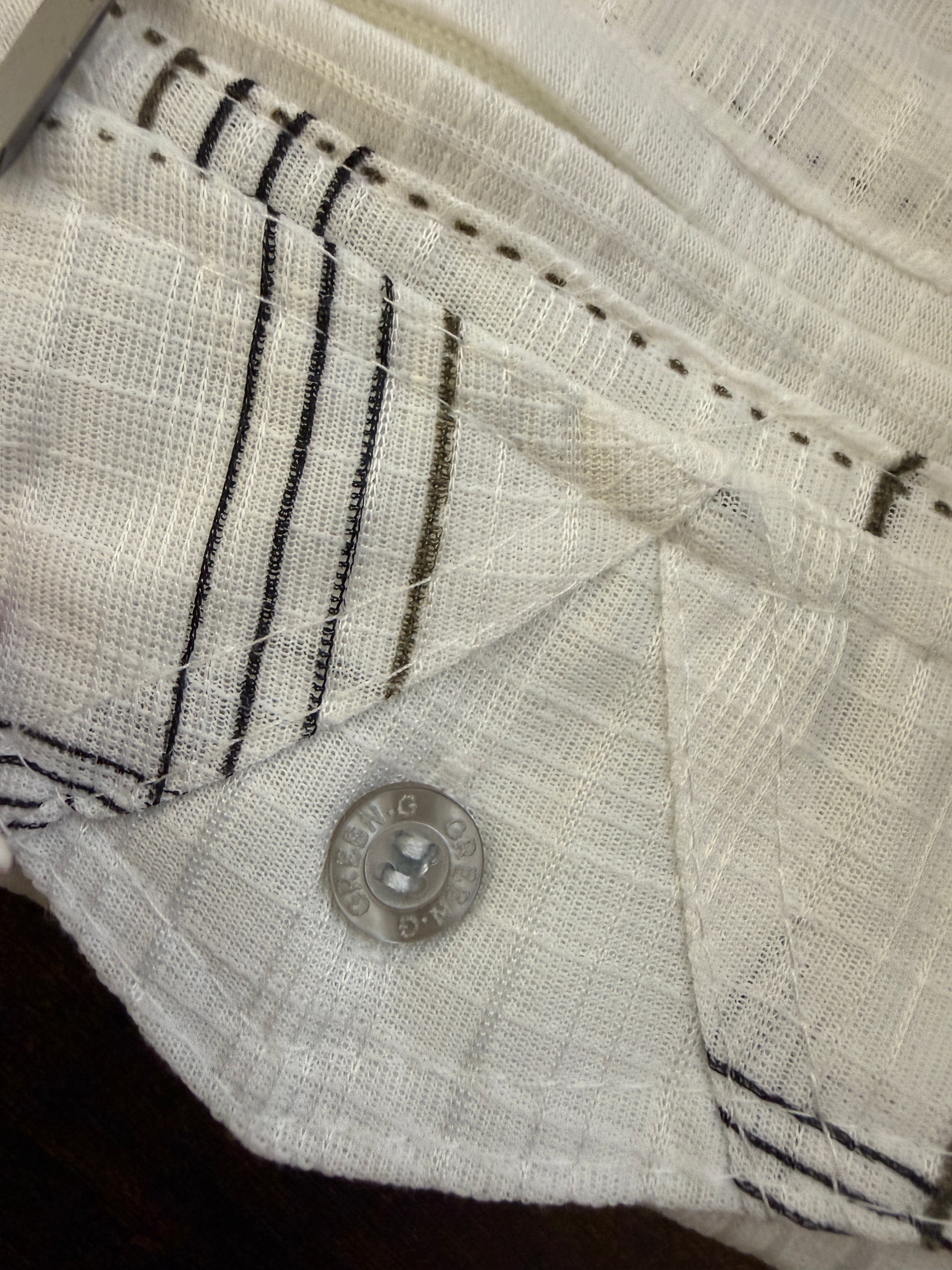 Green-G White Black Check Utility Shirt Mens XXXL