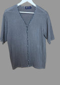 Xiongxin Silver Grey Fine Knit Lace Trim Cardigan  - Size 10