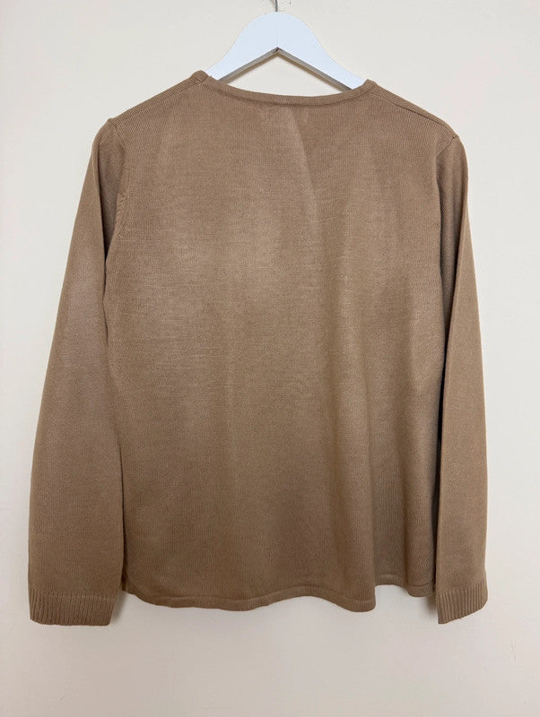 Reflect Collection Vintage Camel Floral Embroidered Jumper  - M/L