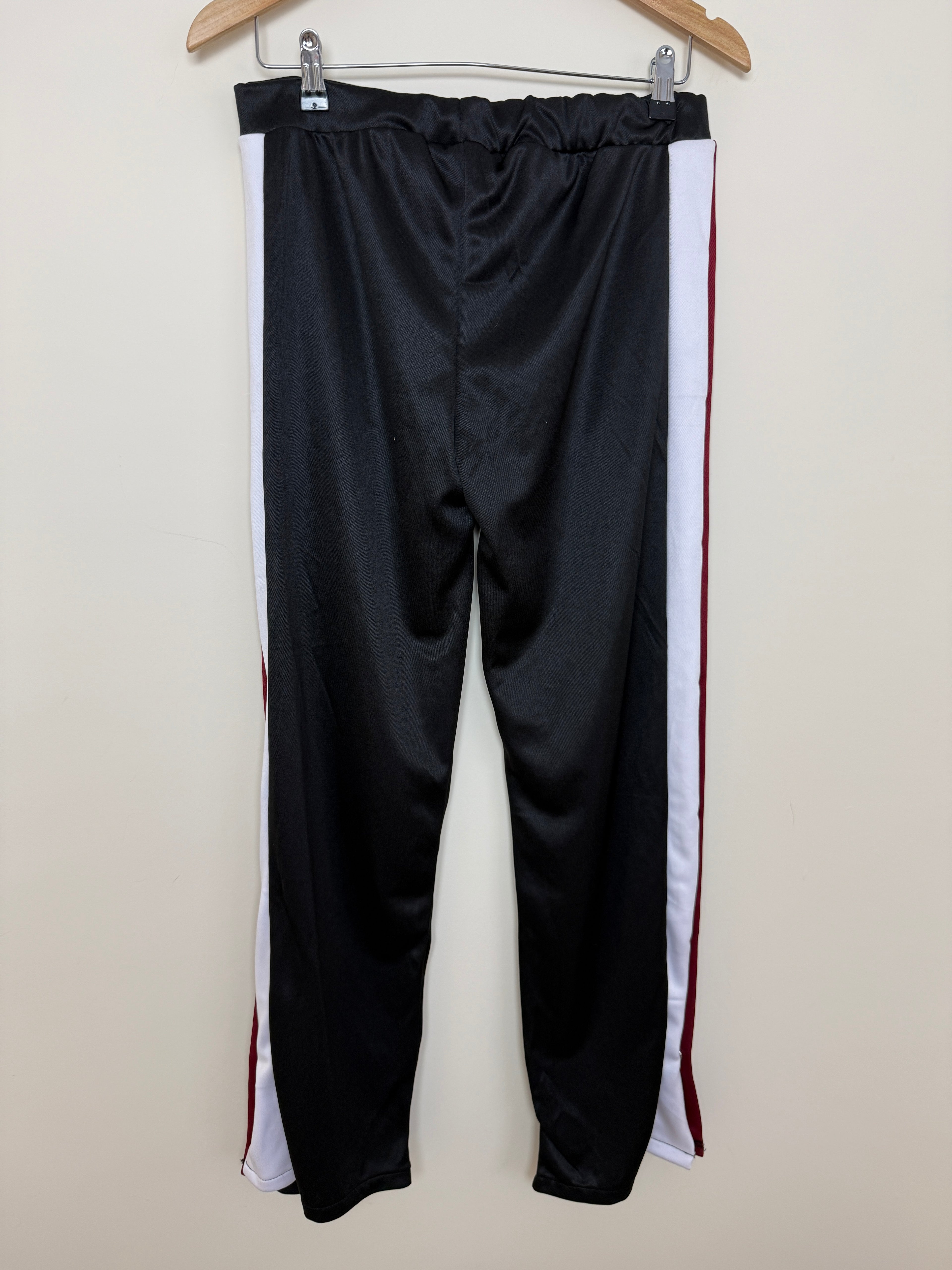 Nouvelle Collection Black Y2K Wide Leg Trousers UK 12 Side Stripe Tearaway