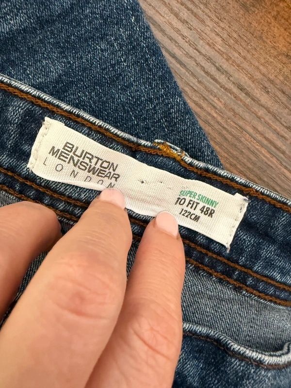 Burton Dark Wash Distressed Skinny Jeans Stretch Ripped W48 L30