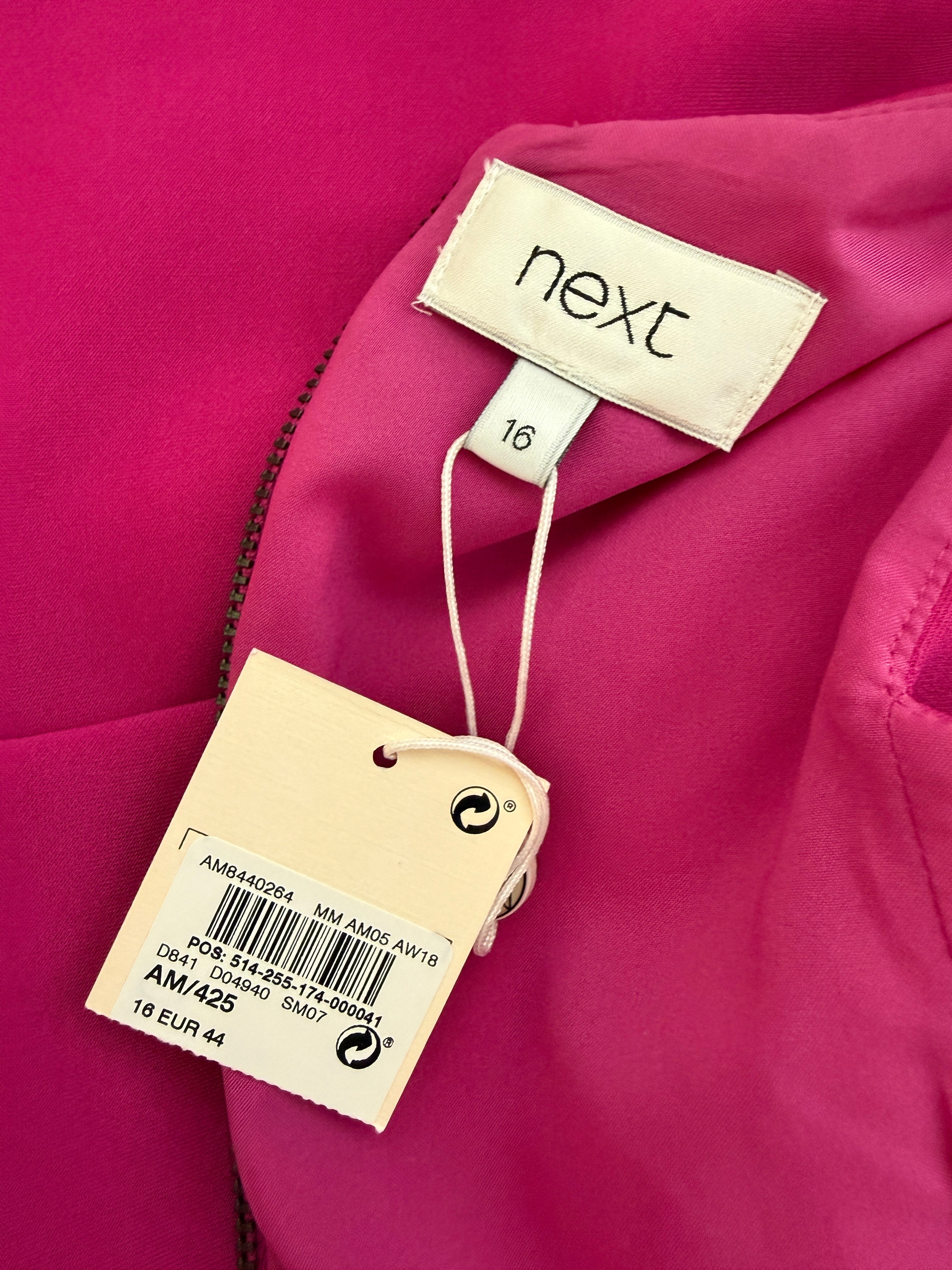 Next Magenta Purple Shift Dress UK16 BNWT Cold Shoulder V-Neck Formal