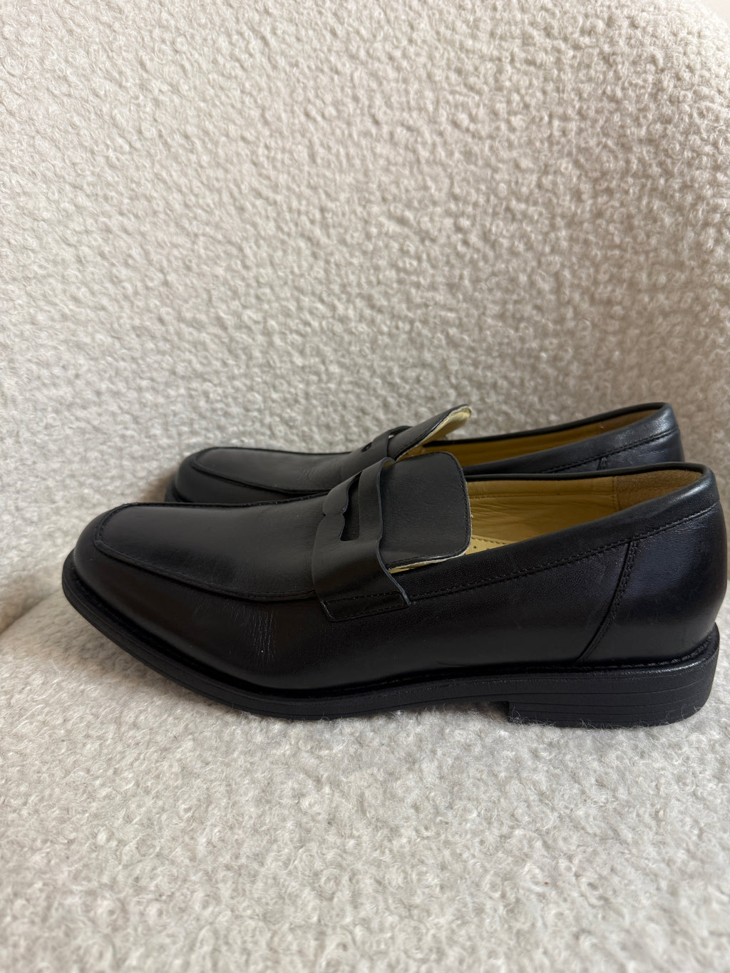 Steptronic Sheepskin Leather Loafers UK8 EU42 Black Smart Slip On Formal Shoes